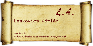 Leskovics Adrián névjegykártya